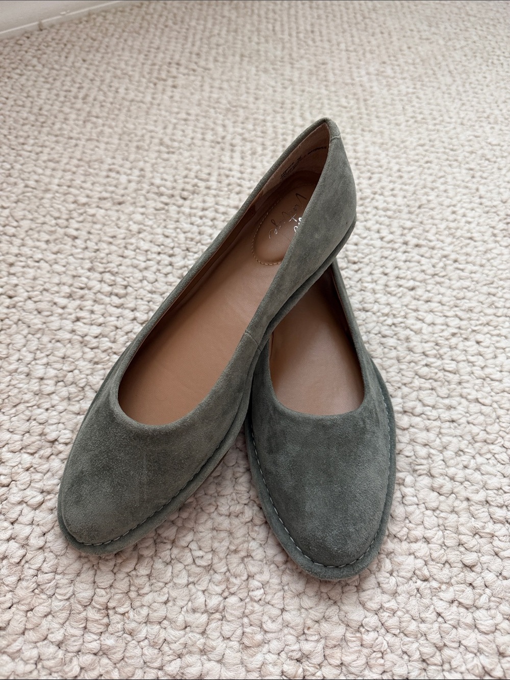 Crown Vintage Olive Green Suede Flats